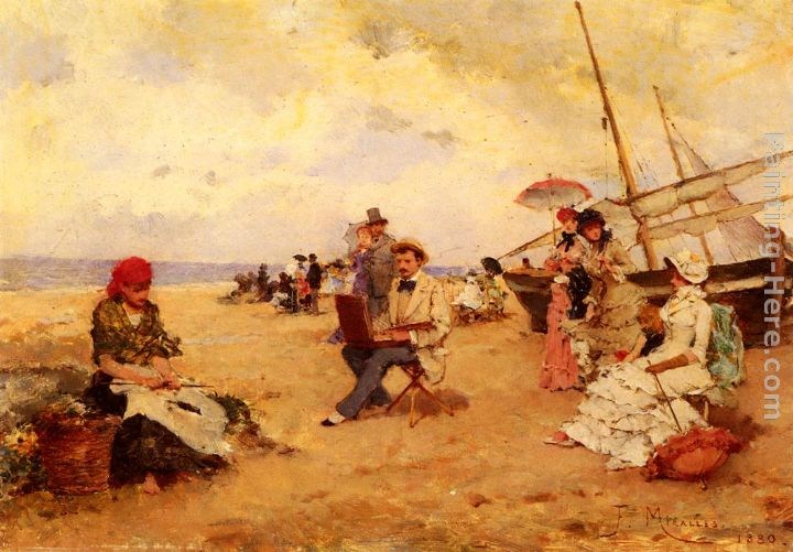Francisco Miralles The Artist Sketching On A Beach